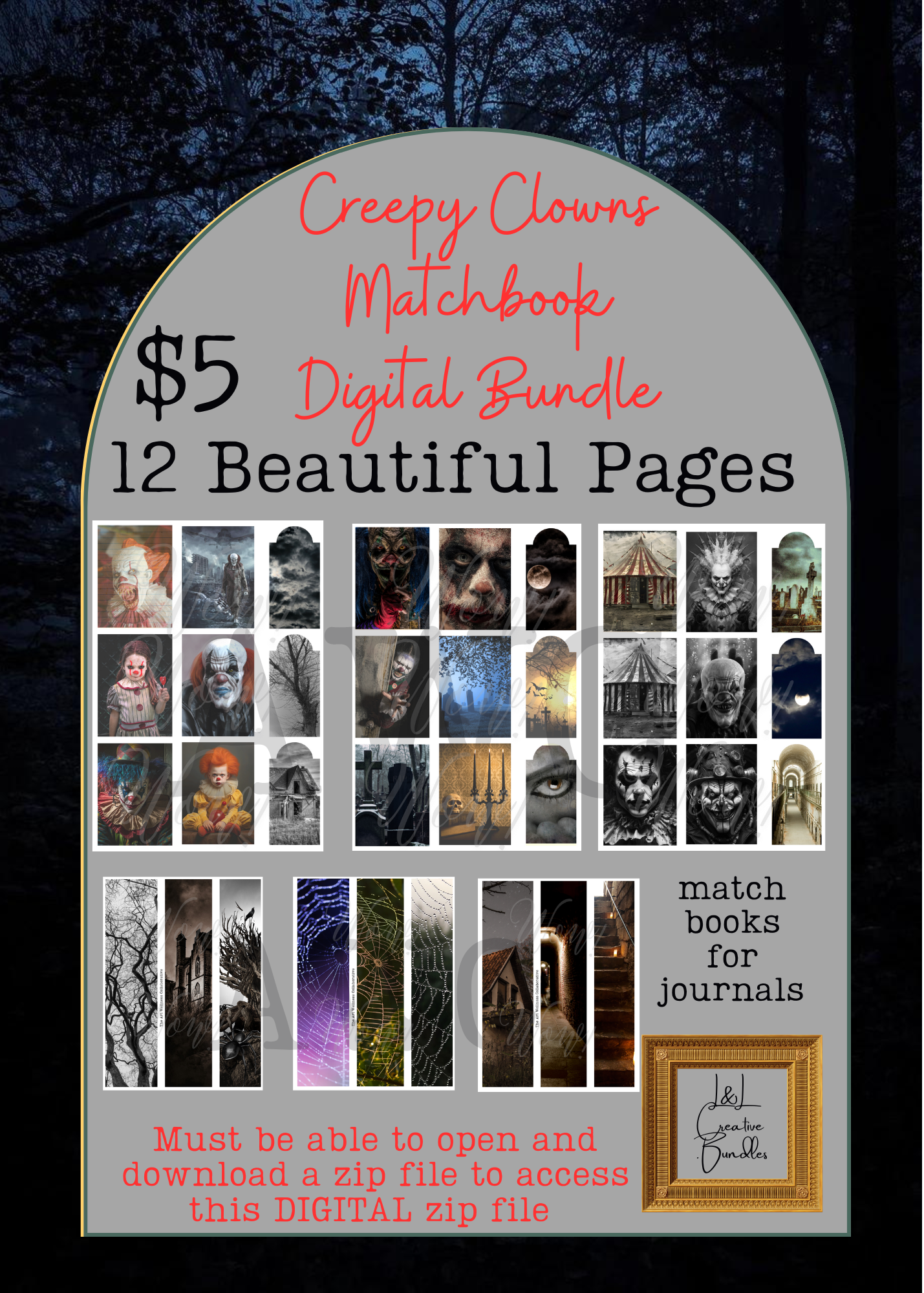 Creepy Clowns Matchbook Digital Bundle