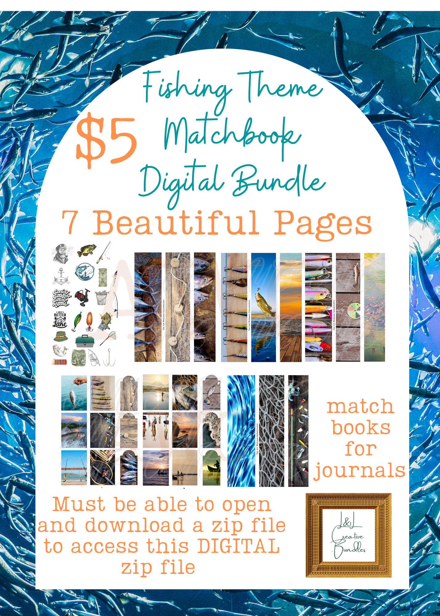 Fishing Theme Matchbook Digital Bundle
