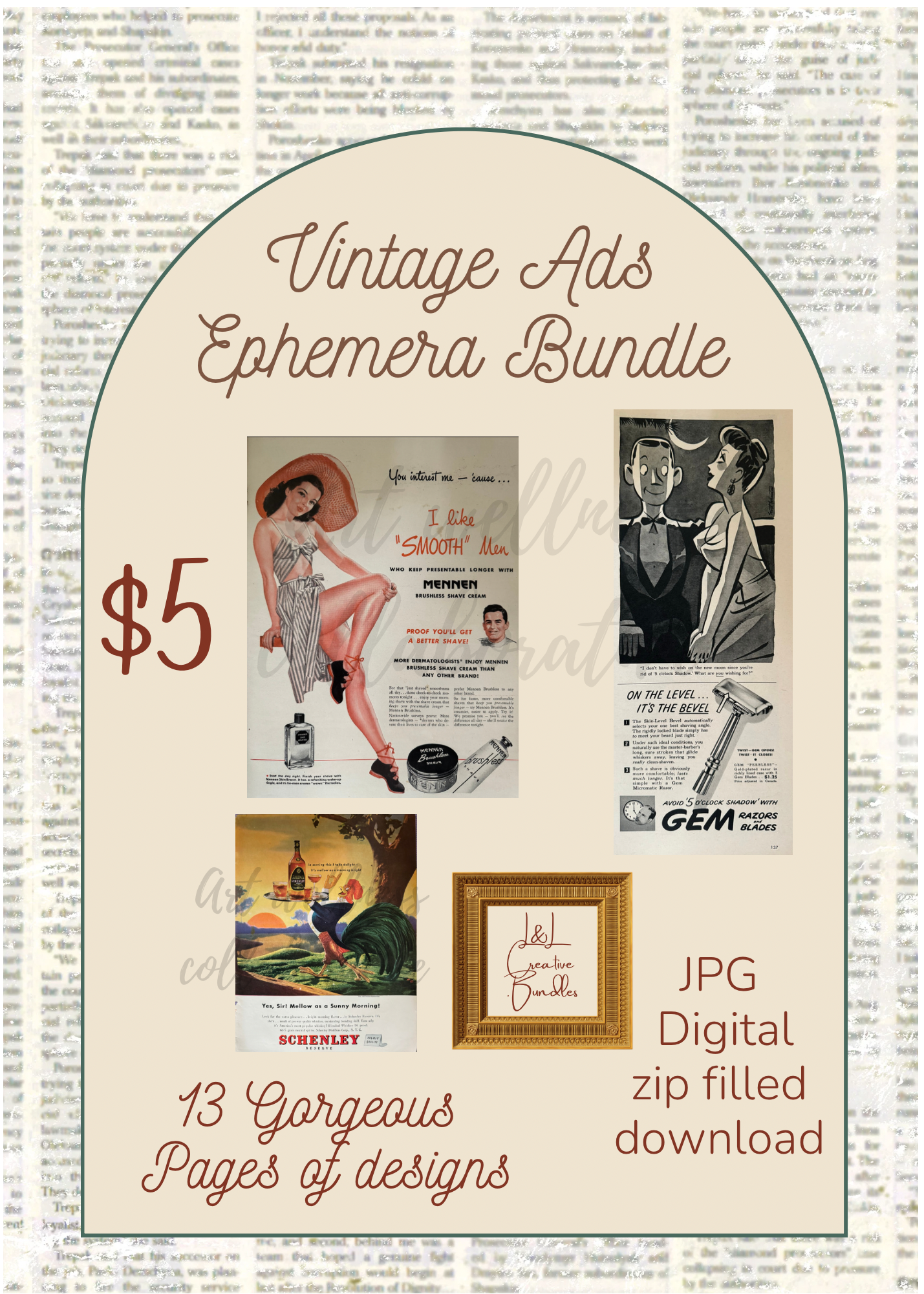 Vintage Ads Ephemera Bundle