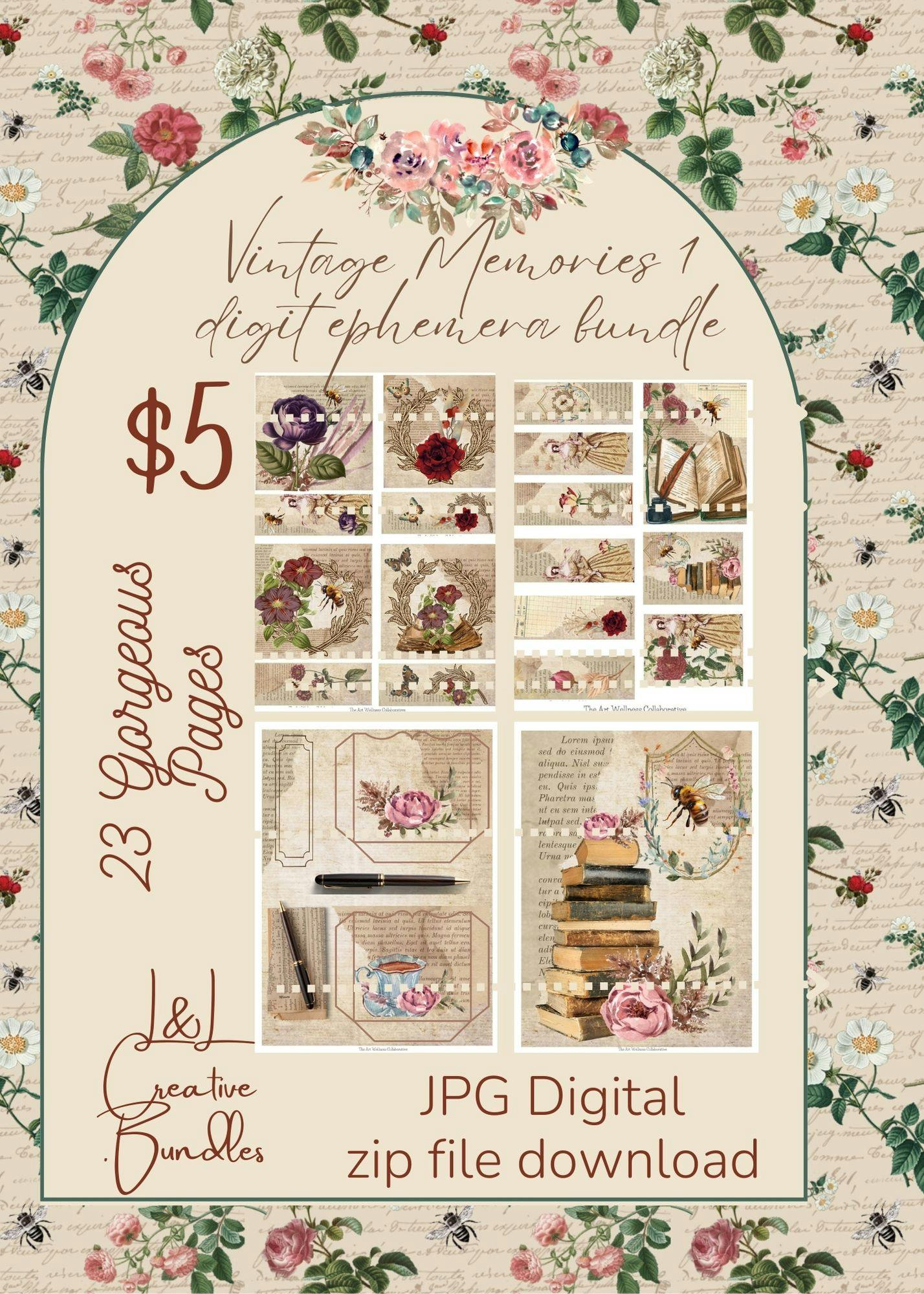 Vintage Memories 1 Digital Ephemera Bundle