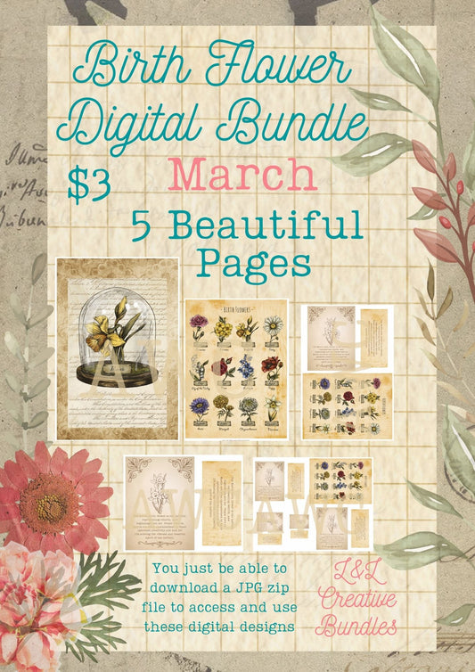 March Birth Flower Digital Bundle