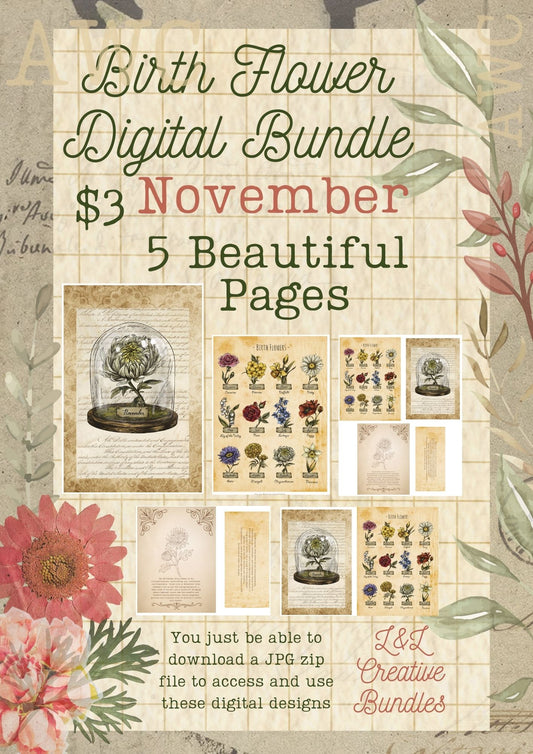 November Birth Flower Digital Bundle