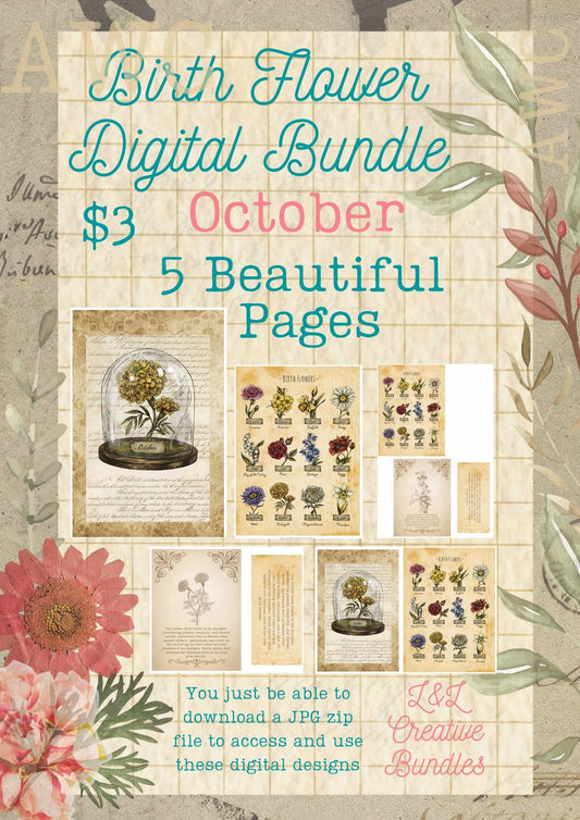 October Birth Flower Digital Bundle